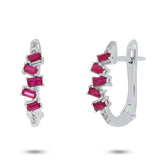 0.05ct Diamond & 0.44ct Ruby 14k White Gold Huggie Earring